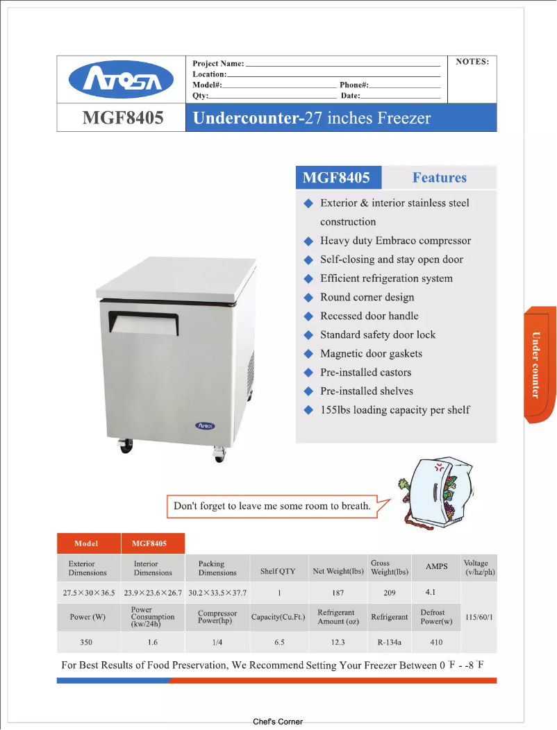 Image de la première page du manuel de l'appareil Commercial MGF8405