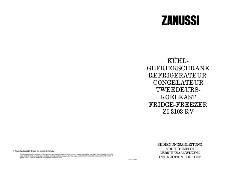 Page n°1 - Manuel utilisateur Zanussi ZI 3103 RV