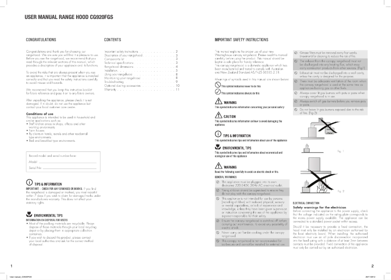 Página 1 del manual Manual de usuario Chef CG920FGS