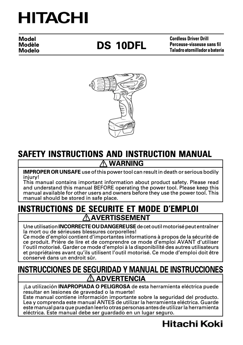 Page n°1 - Manuel utilisateur Hitachi DS 10DFL