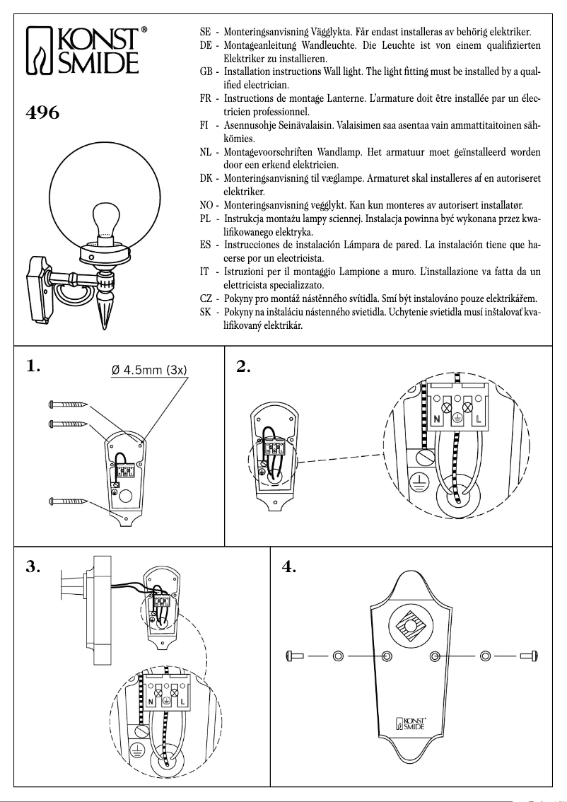 Page 1 de la notice Manuel utilisateur Konstsmide 496