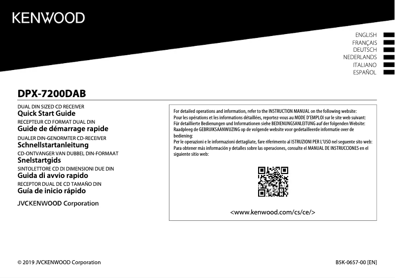 Page 1 de la notice Guide de démarrage rapide Kenwood DPX-7200DAB