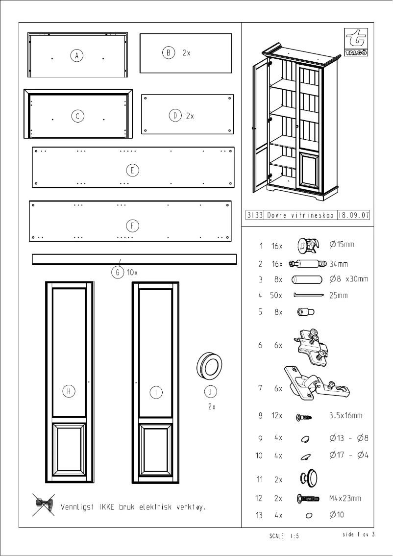 Image de la première page du manuel de l'appareil Dovre