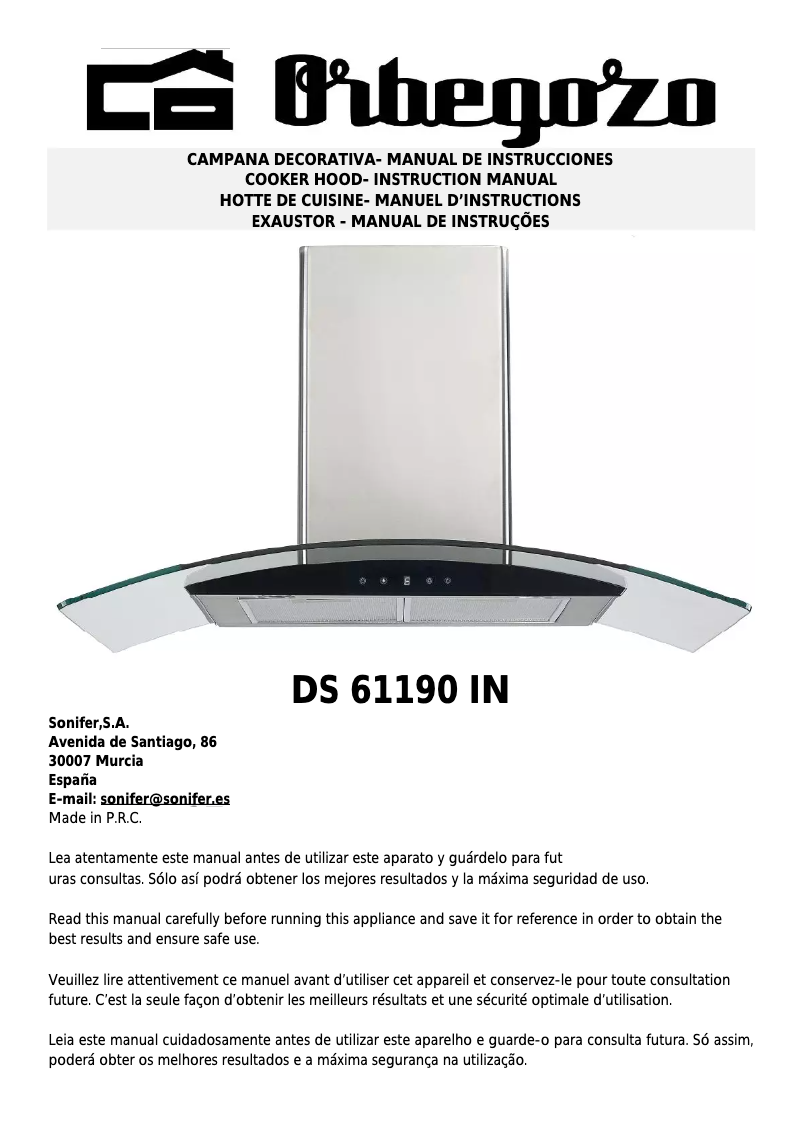 Image de la première page du manuel de l'appareil DS 61190 IN