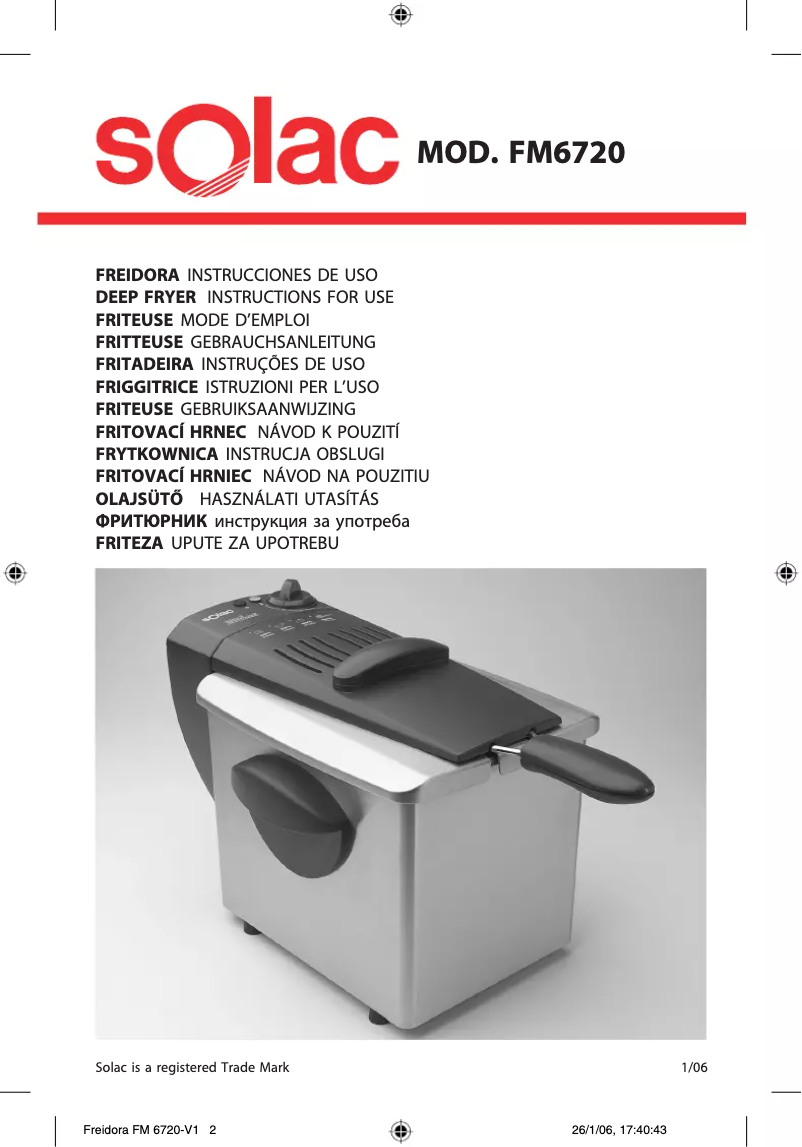 Page 1 de la notice Manuel utilisateur Solac FM6720