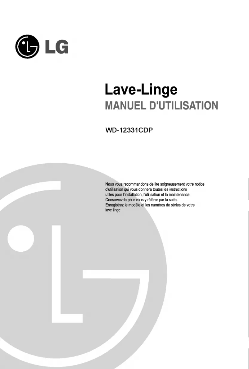 Page n°1 - Manuel utilisateur LG WD-12331CDP