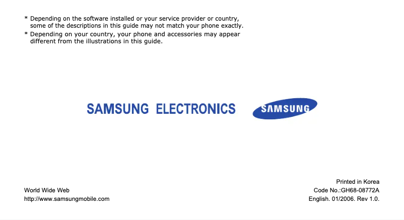Page n°1 - Manuel utilisateur Samsung SGH-S400I
