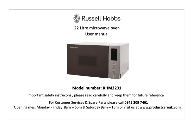 Página 1 del manual Manual de usuario Russell Hobbs RHM2231