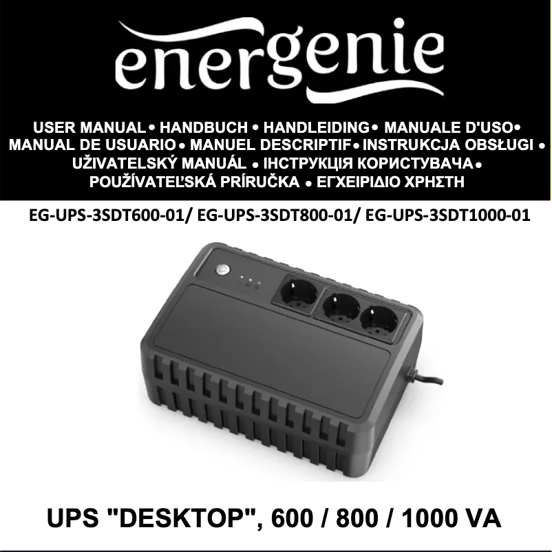 Page 1 de la notice Manuel utilisateur EnerGenie EG-UPS-3SDT1000-01