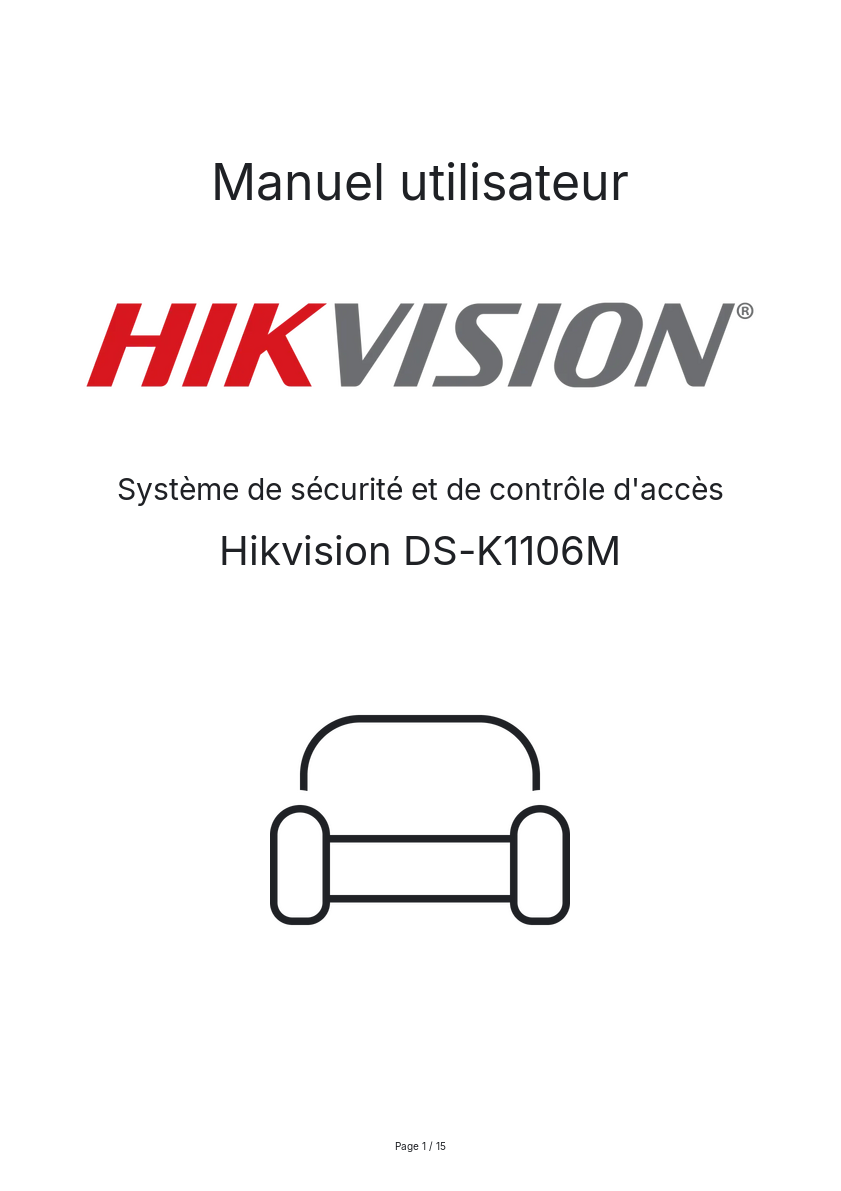 Page n°1 - Manuel utilisateur Hikvision DS-K1106M
