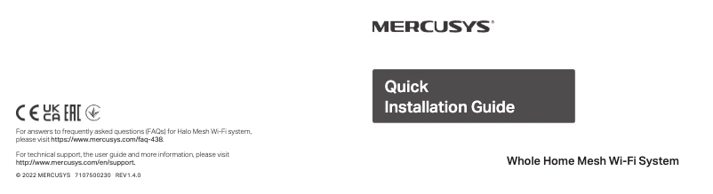 Page 1 de la notice Guide d'installation Mercusys Halo H70X