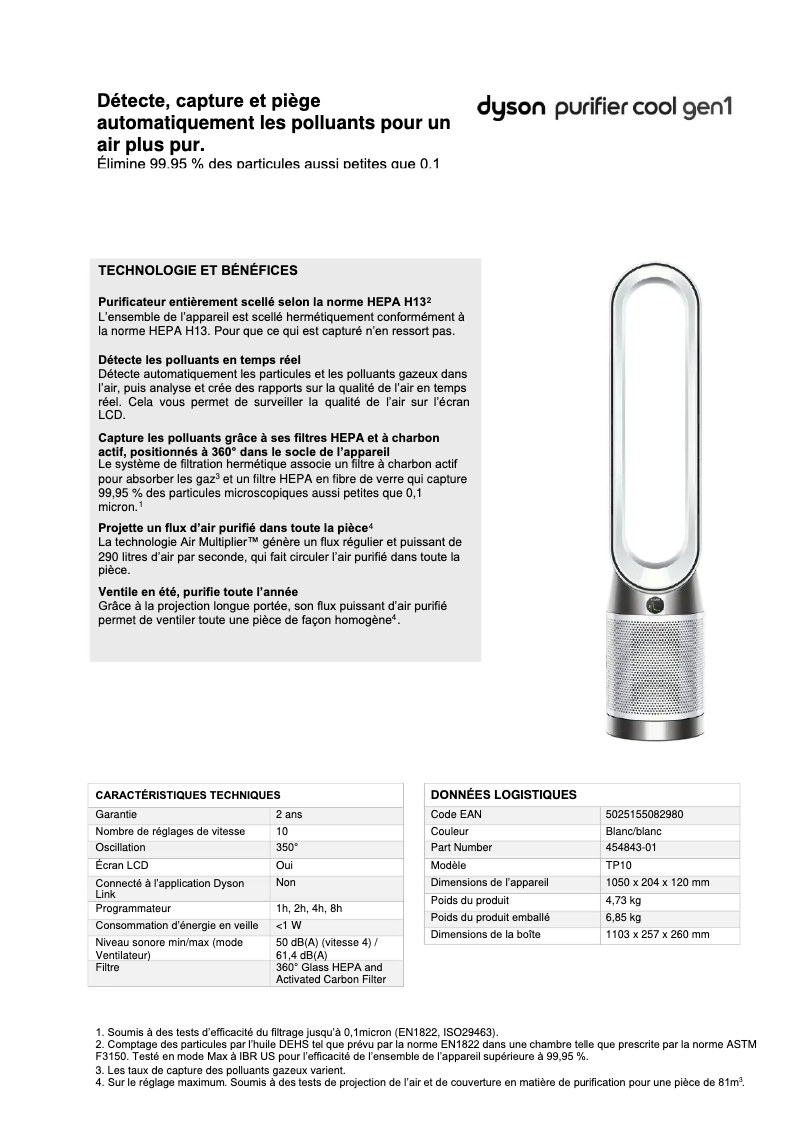 Page n°1 - Manuel utilisateur Dyson Purifier Cool Gen1