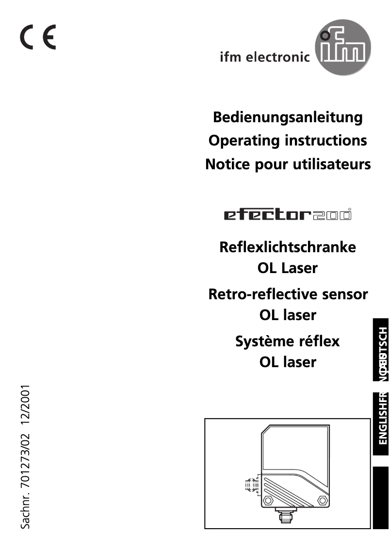 Page 1 de la notice Manuel utilisateur IFM OL5023