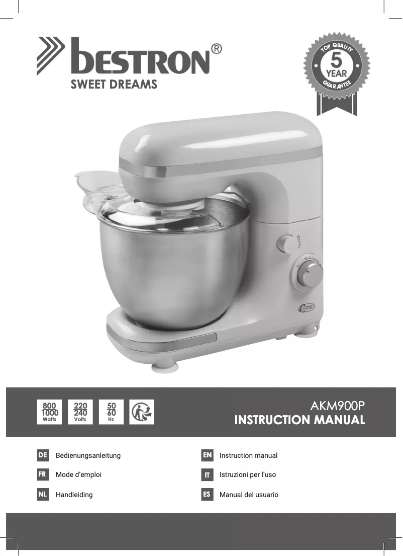 Page n°1 - Manuel utilisateur Bestron Sweet Dreams AKM900P