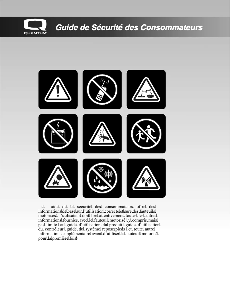 Page n°1 - Instructions de sécurité Quantum Synergy Seating System