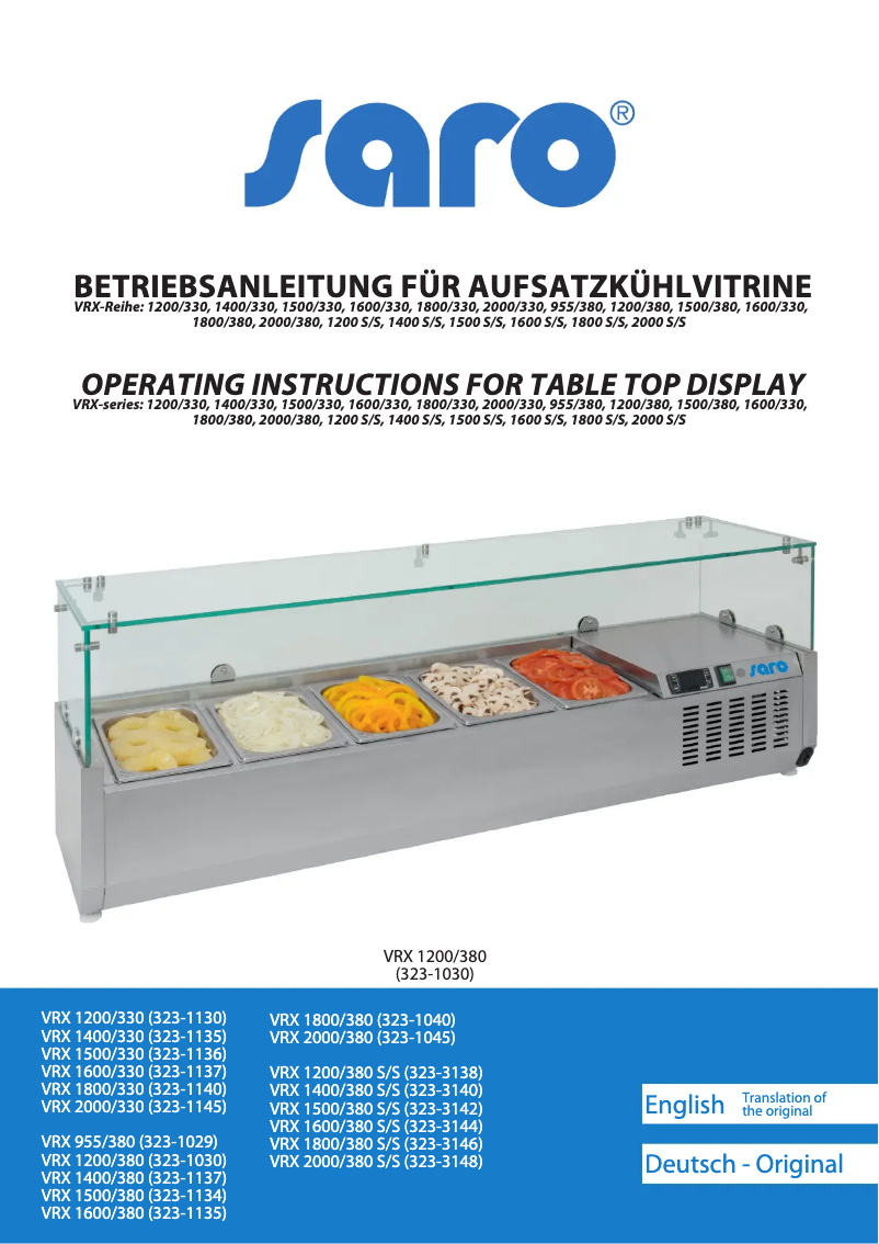 Página 1 del manual Manual de usuario Saro VRX 1200 / 330