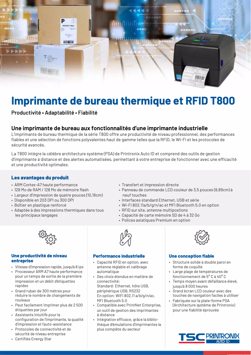 Page n°1 - Fiche technique TSC T820