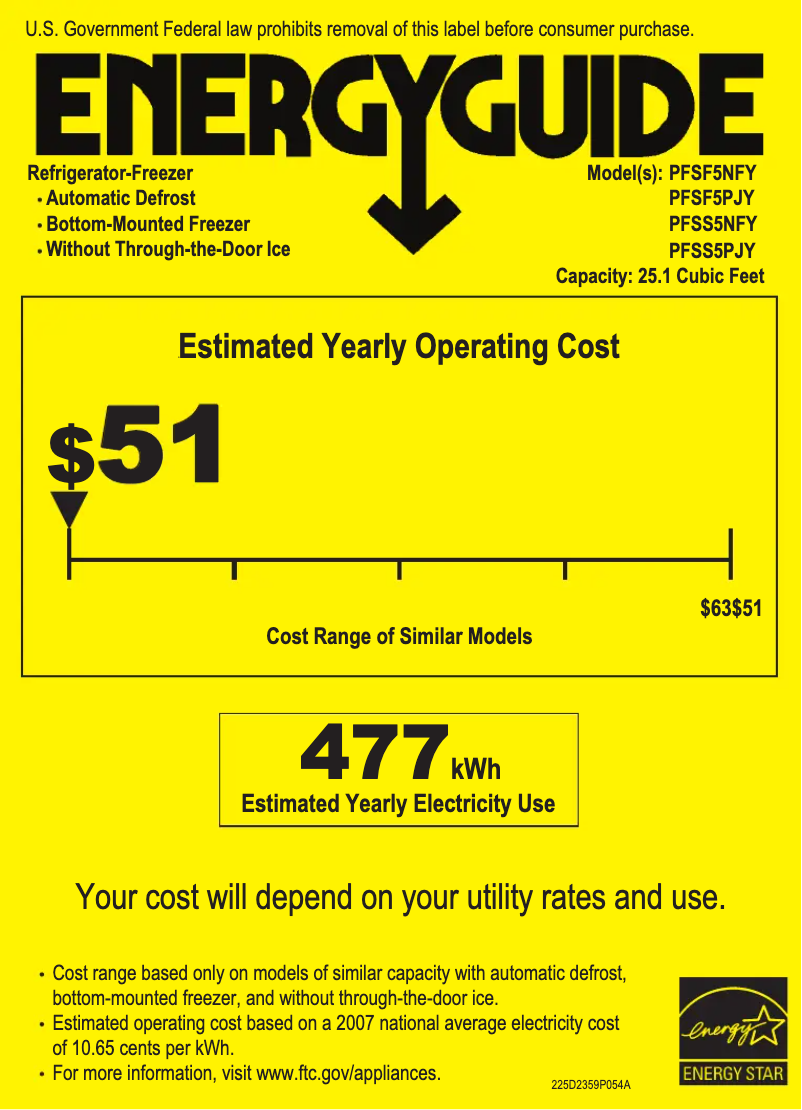 Página 1 del manual Etiqueta energética GE Profile PFSS5NFYSS
