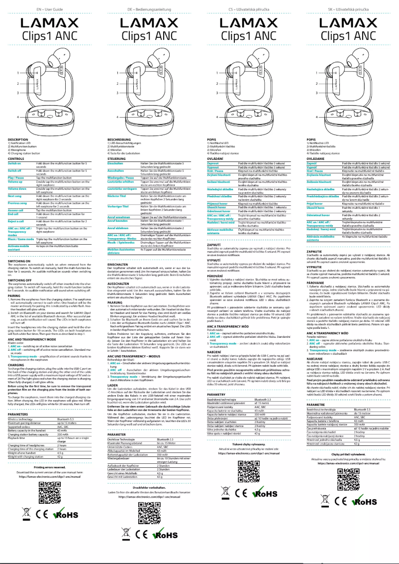 Page n°1 - Manuel utilisateur Lamax Clips1 ANC