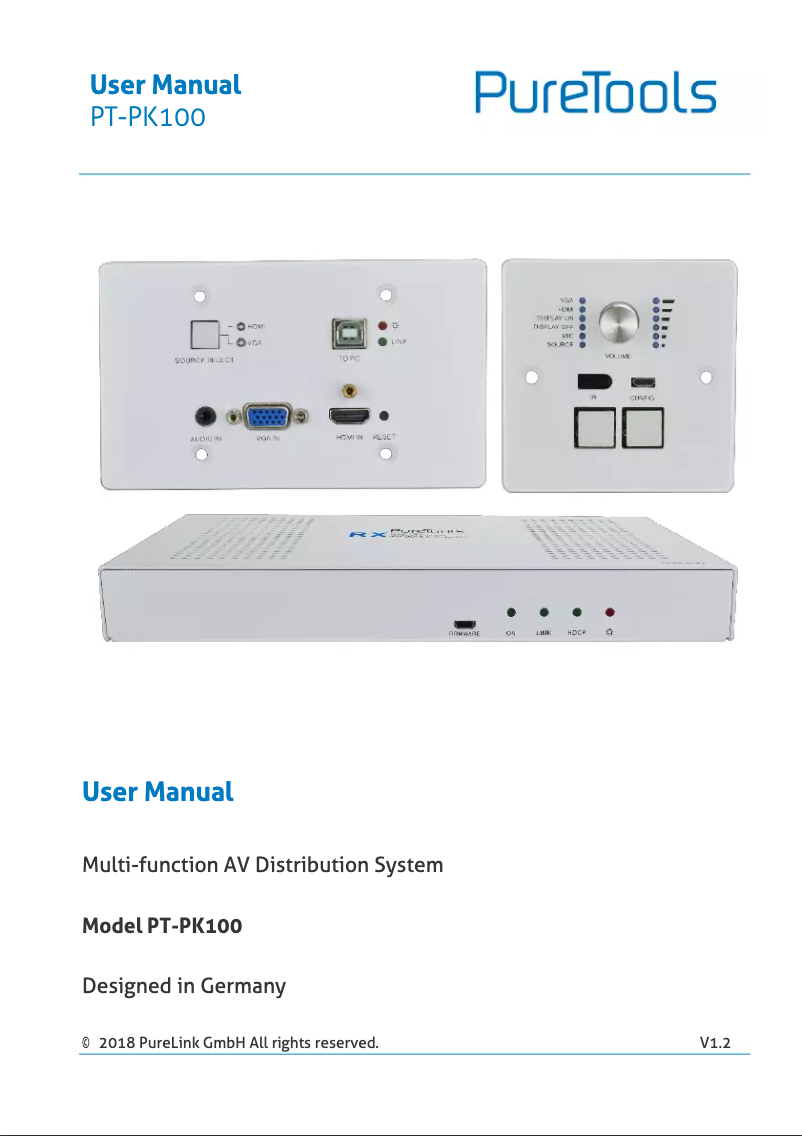 Page 1 de la notice Manuel utilisateur PureTools PT-PK100