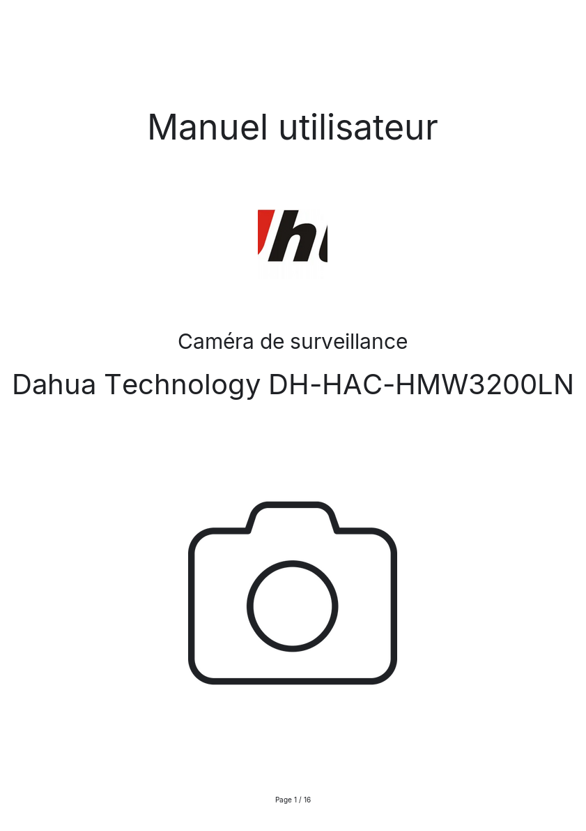 Image de la première page du manuel de l'appareil DH-HAC-HMW3200LN