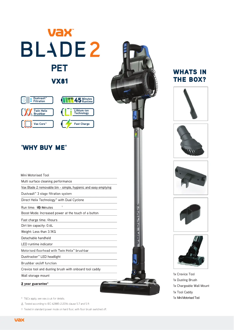 Page 1 de la notice Manuel utilisateur Vax Blade 2 Pet VX81