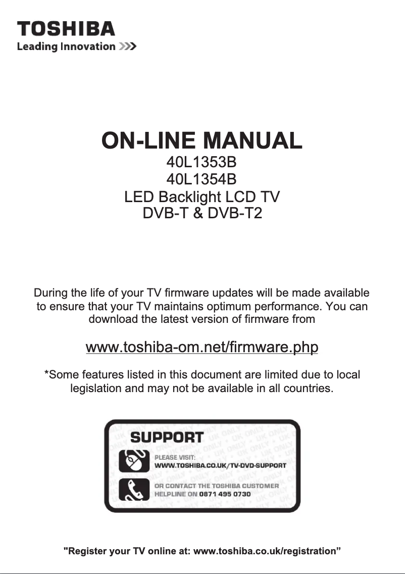 Page 1 de la notice Manuel utilisateur Toshiba 40L1353B