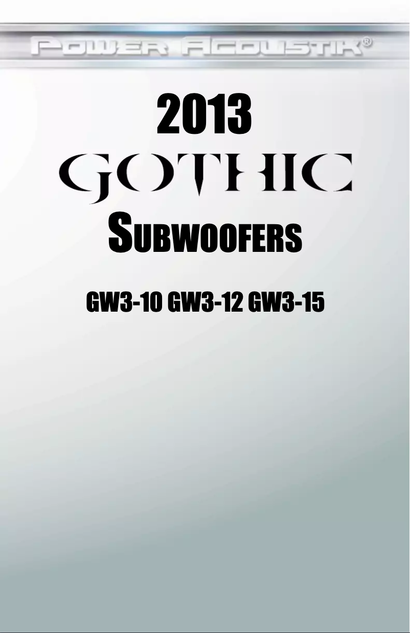 Page n°1 - Manuel utilisateur Power Acoustik Gothic GW3-10