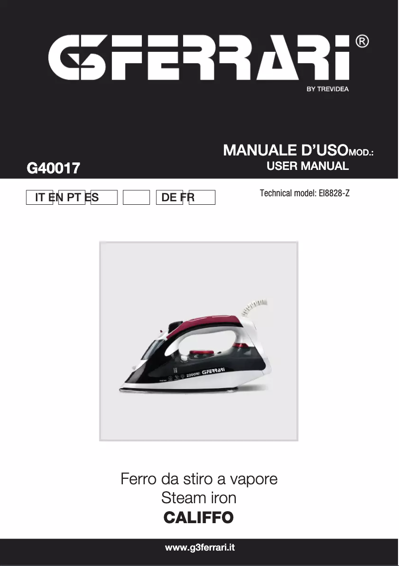 Image de la première page du manuel de l'appareil Califfo G40017