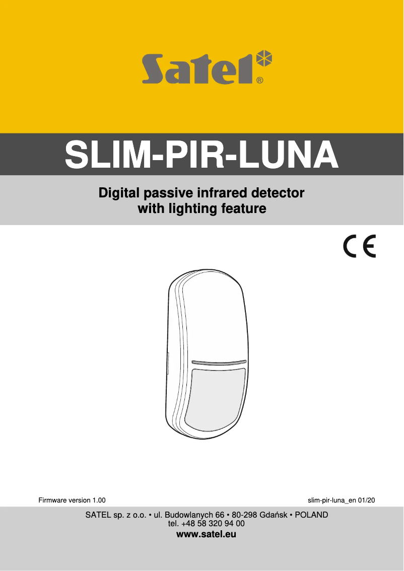 Page n°1 - Manuel utilisateur Satel SLIM-PIR-LUNA