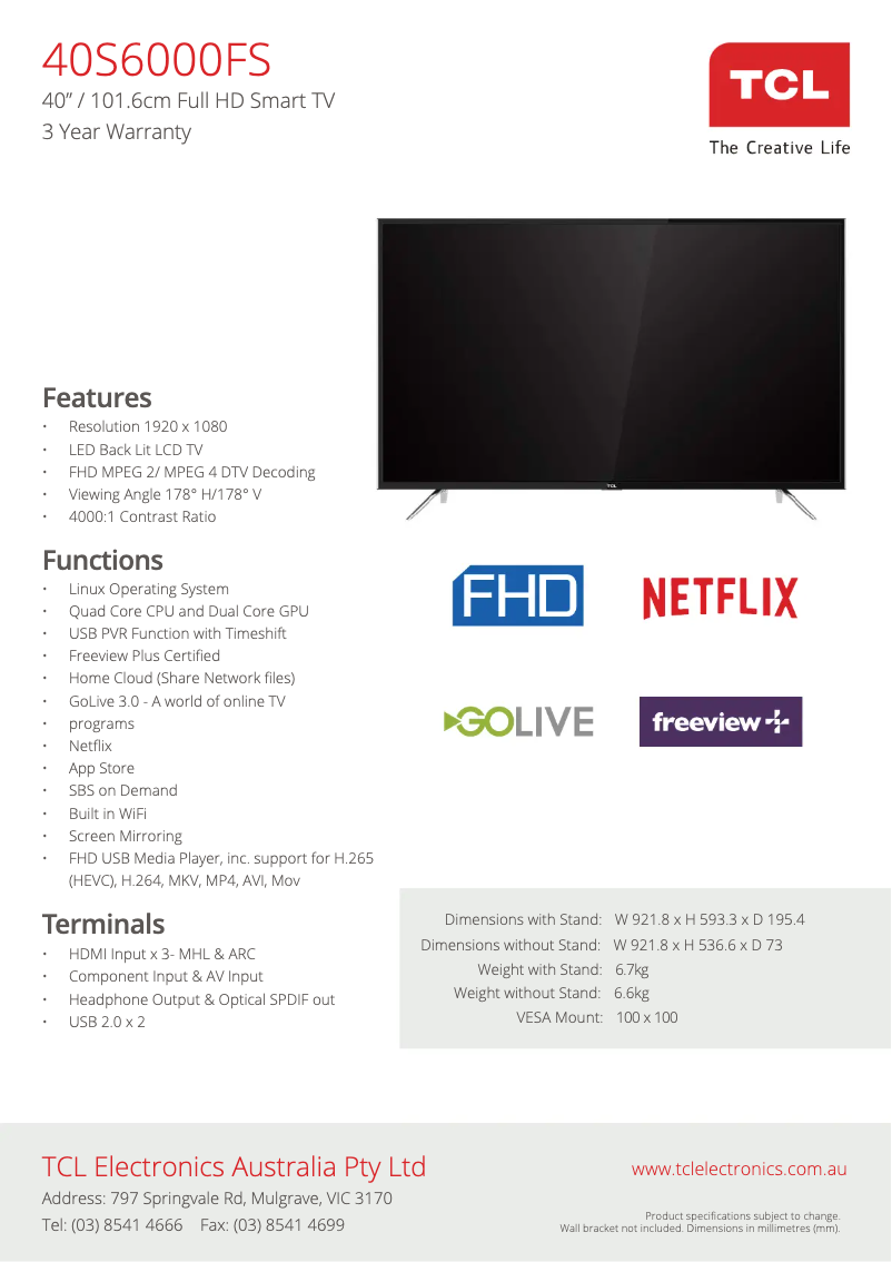 Image de la première page du manuel de l'appareil 40S6000FS