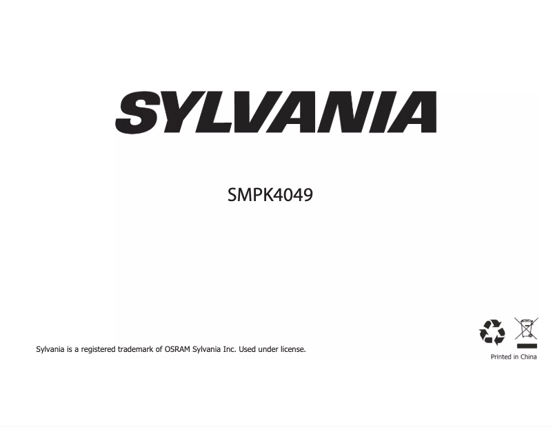 Page 1 de la notice Manuel utilisateur Sylvania SMPK4049