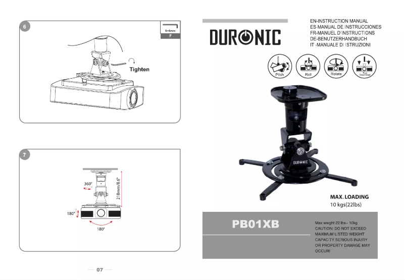 Image de la première page du manuel de l'appareil PB01XB