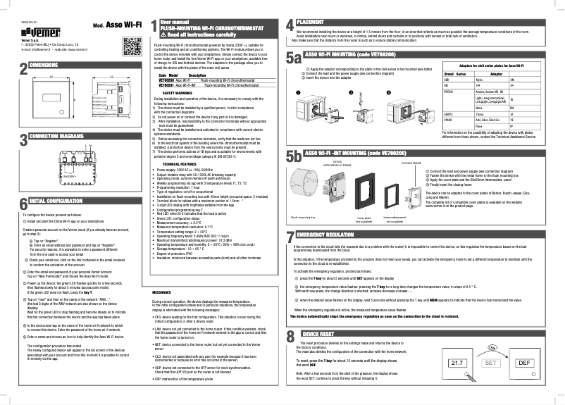 Página 1 del manual Manual de usuario Vemer Asso Wi-Fi