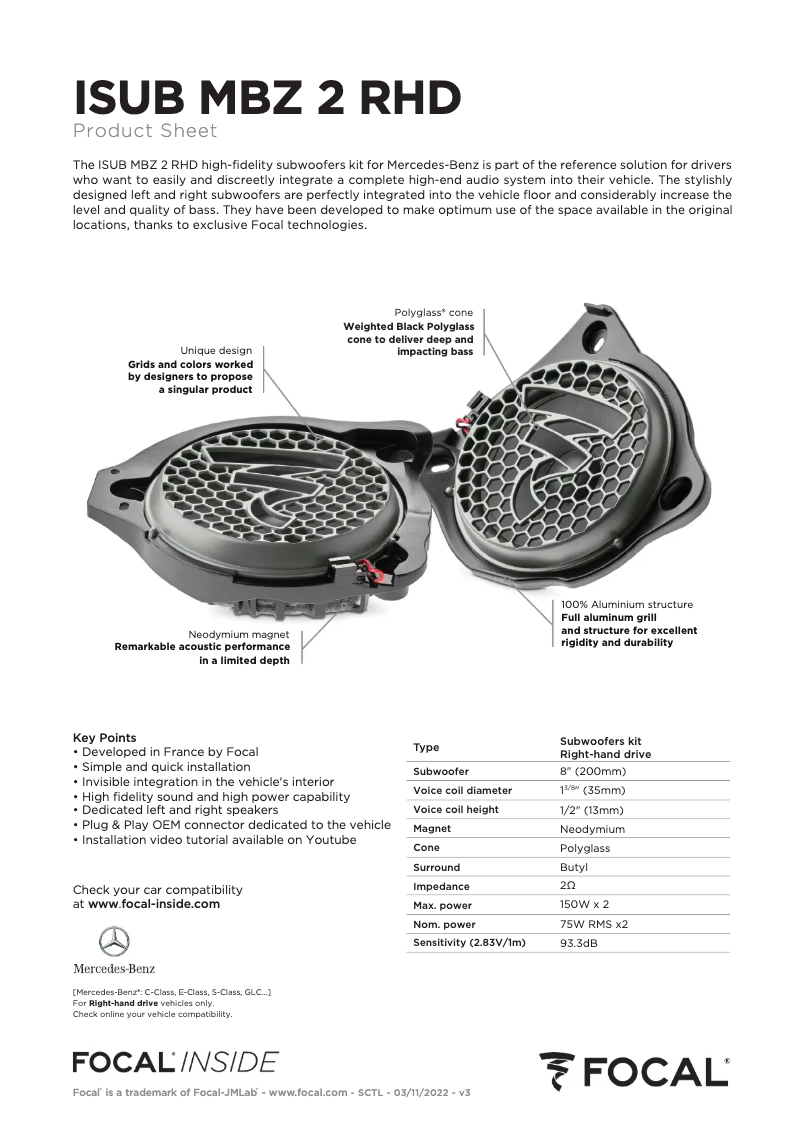 Image de la première page du manuel de l'appareil ISUB MBZ 2 RHD v2
