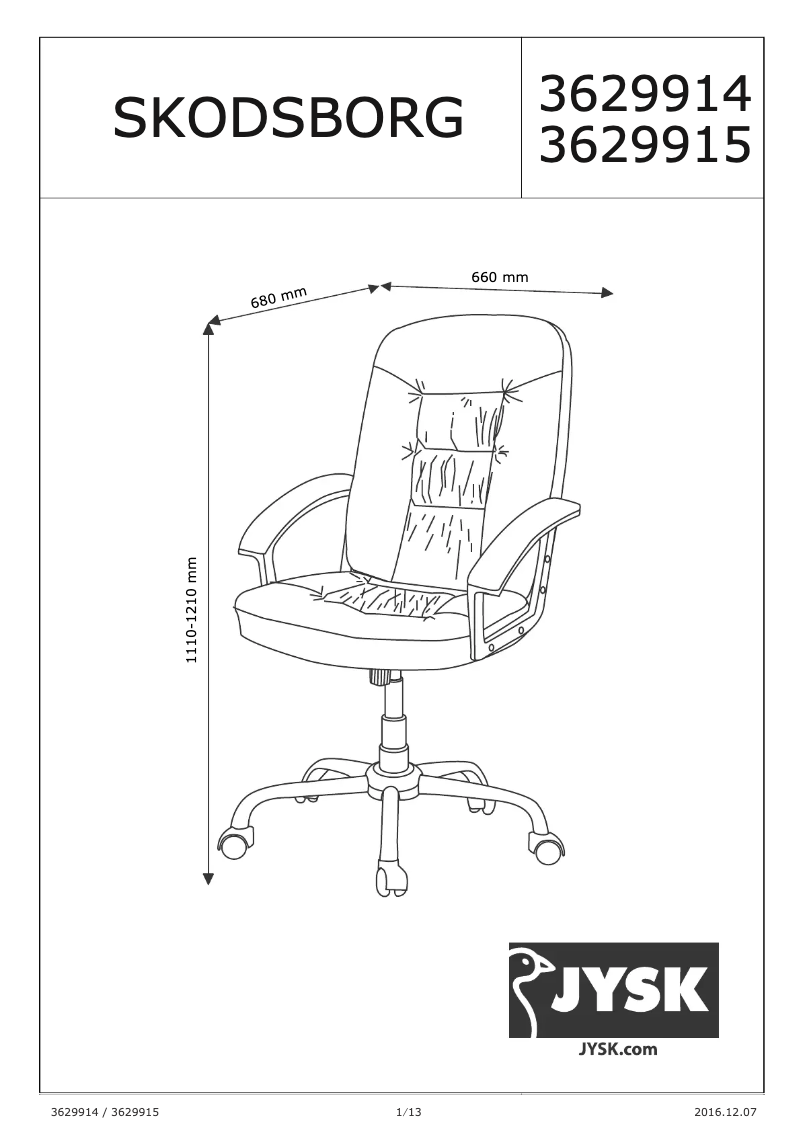 Page 1 de la notice Manuel utilisateur JYSK Skodsborg
