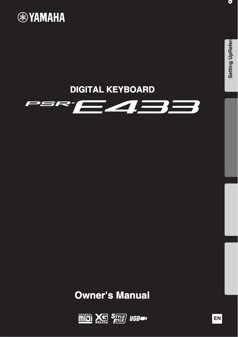 Page 1 de la notice Manuel utilisateur Yamaha PSR-E433