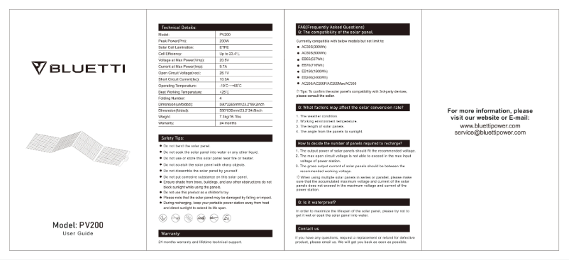 Page n°1 - Manuel utilisateur Bluetti PV200S