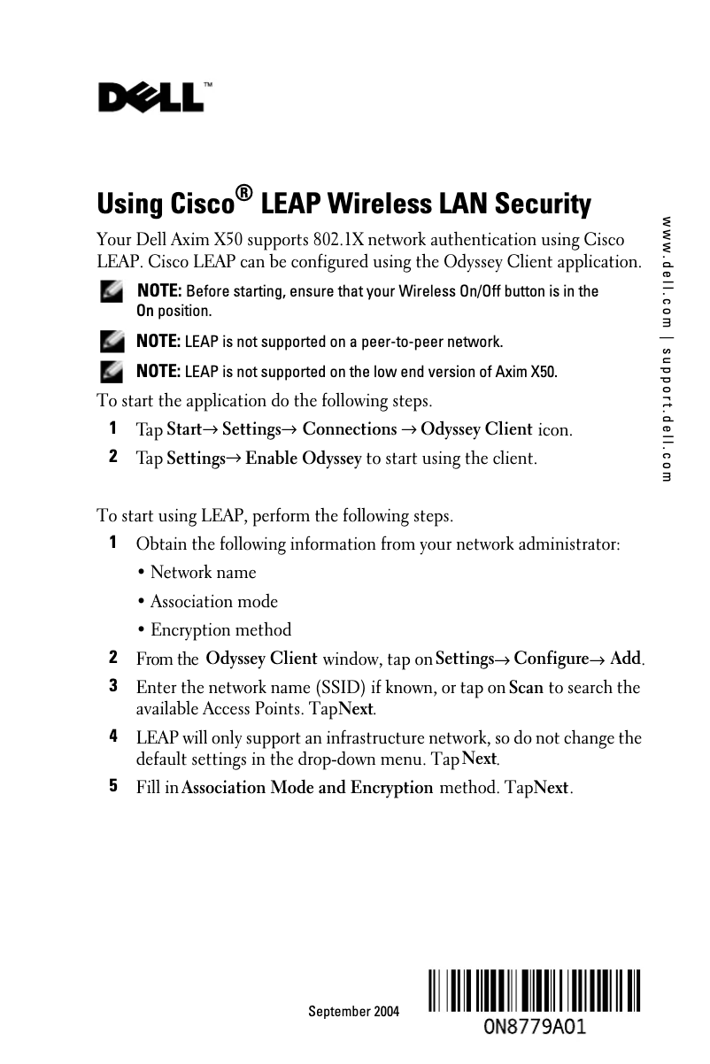 Page 1 de la notice Manuel utilisateur Dell Axim X50