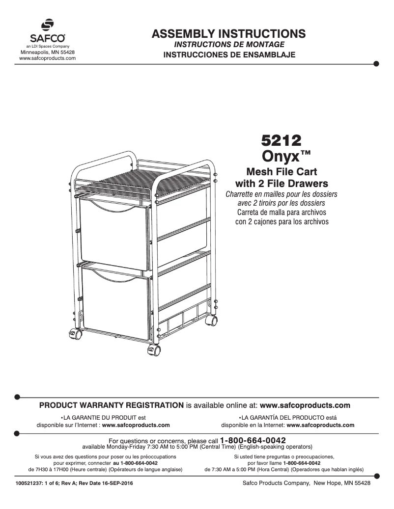 Page 1 de la notice Manuel utilisateur Safco 5212