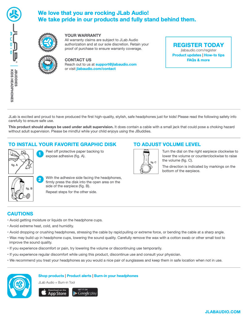 Page 1 de la notice Manuel utilisateur JLab JBuddies