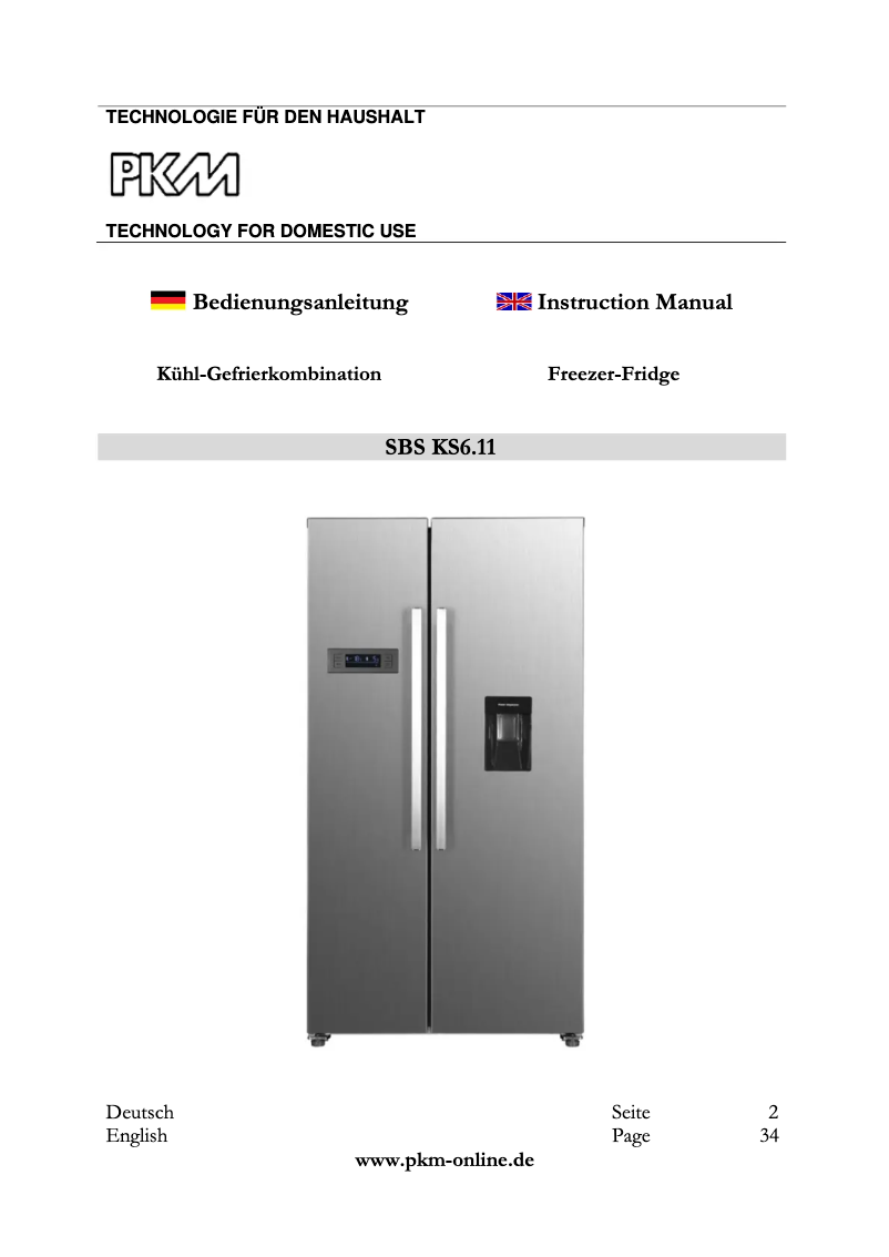 Page 1 of the manual User Manual PKM SBS KS 6.11