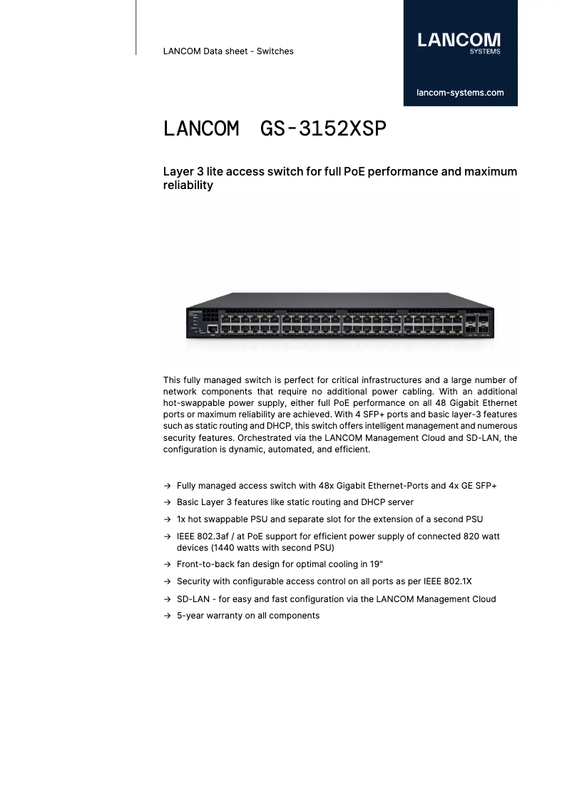 Image de la première page du manuel de l'appareil GS-3152XSP