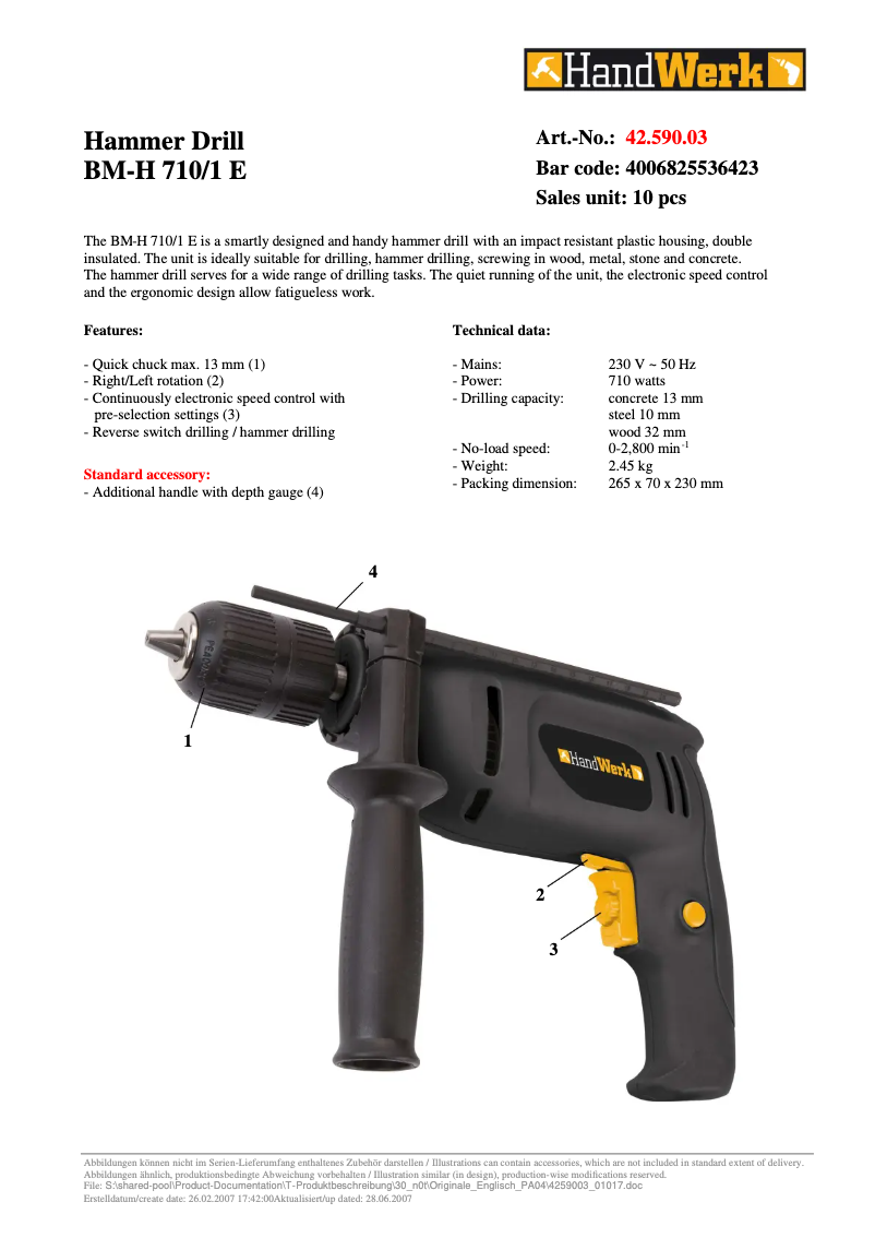 Image de la première page du manuel de l'appareil BM-H 710/1 E