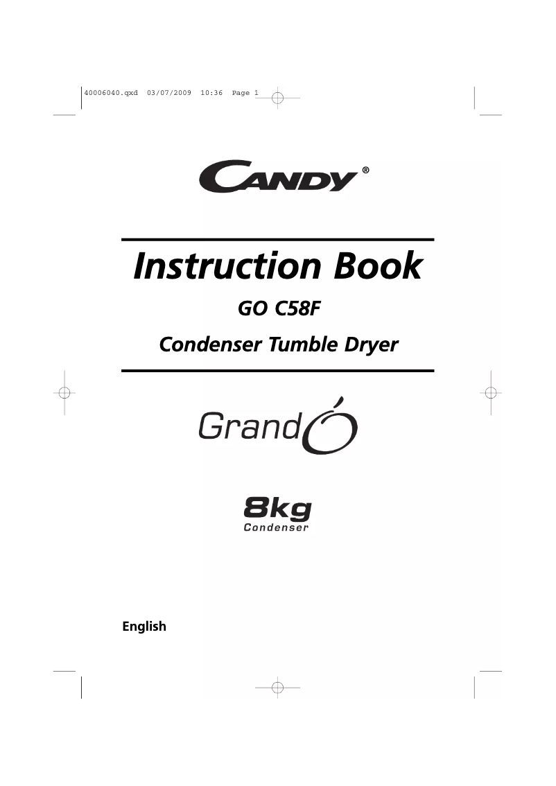 Page n°1 - Manuel utilisateur Candy GOC58F-80