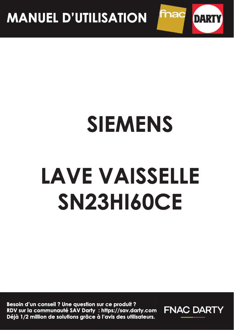 Image de la première page du manuel de l'appareil SN23HI60CE