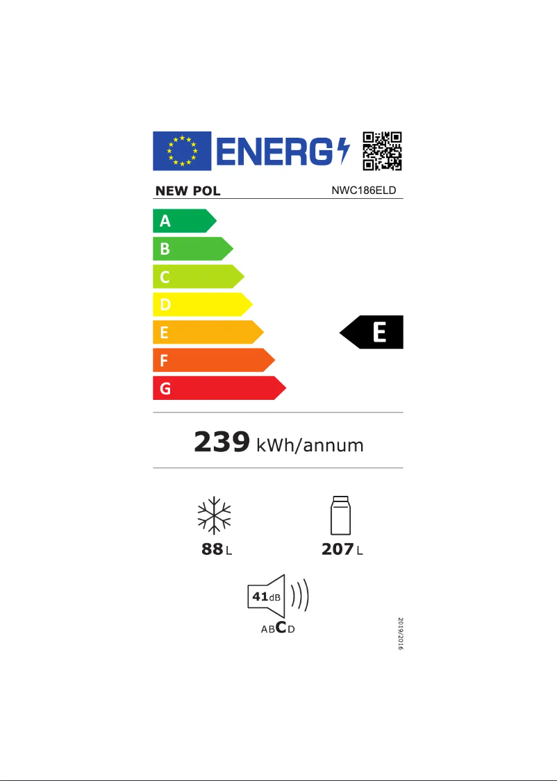 Page n°1 - Label énergétique New Pol NWC186ELD