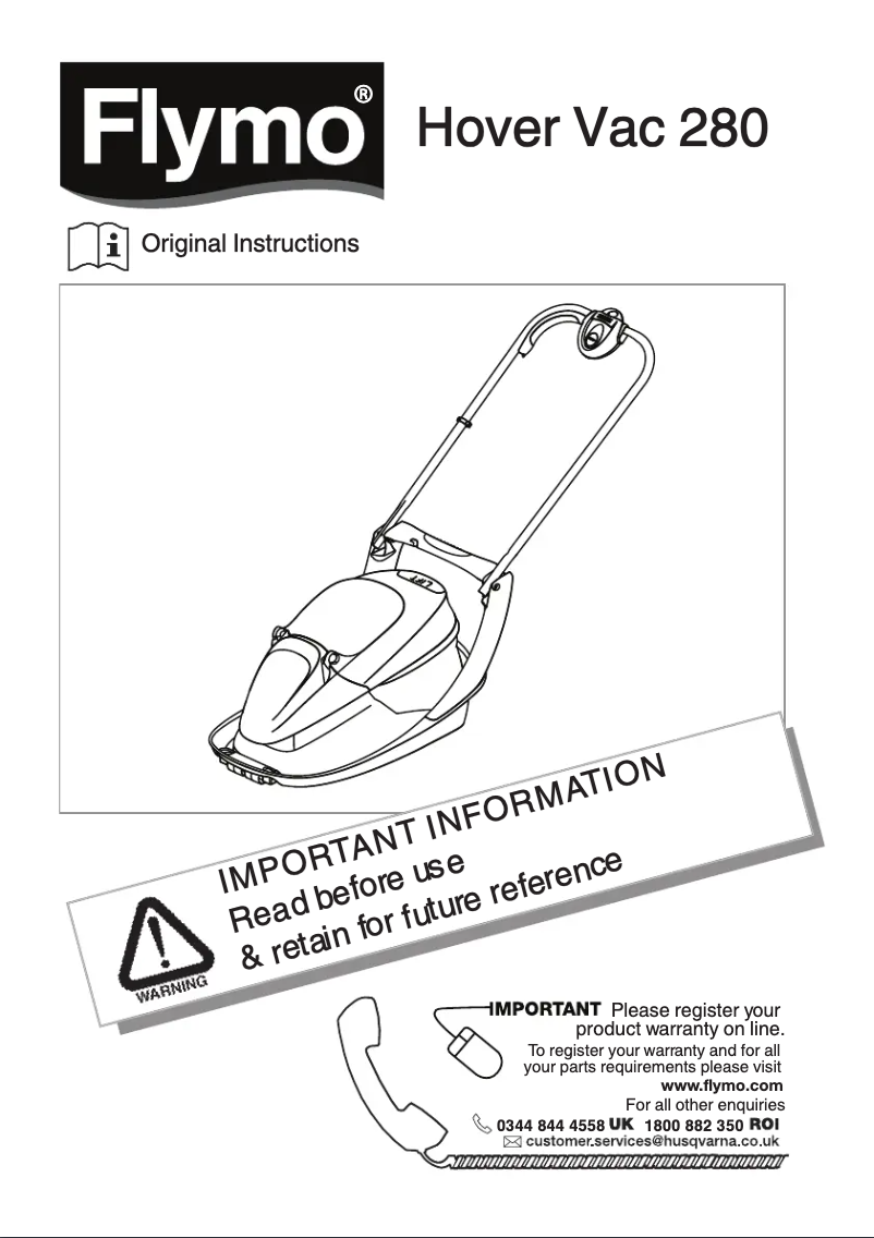 Image de la première page du manuel de l'appareil Hover Vac 280