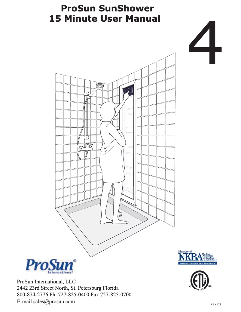 Page 1 de la notice Manuel utilisateur Prosun SunShower