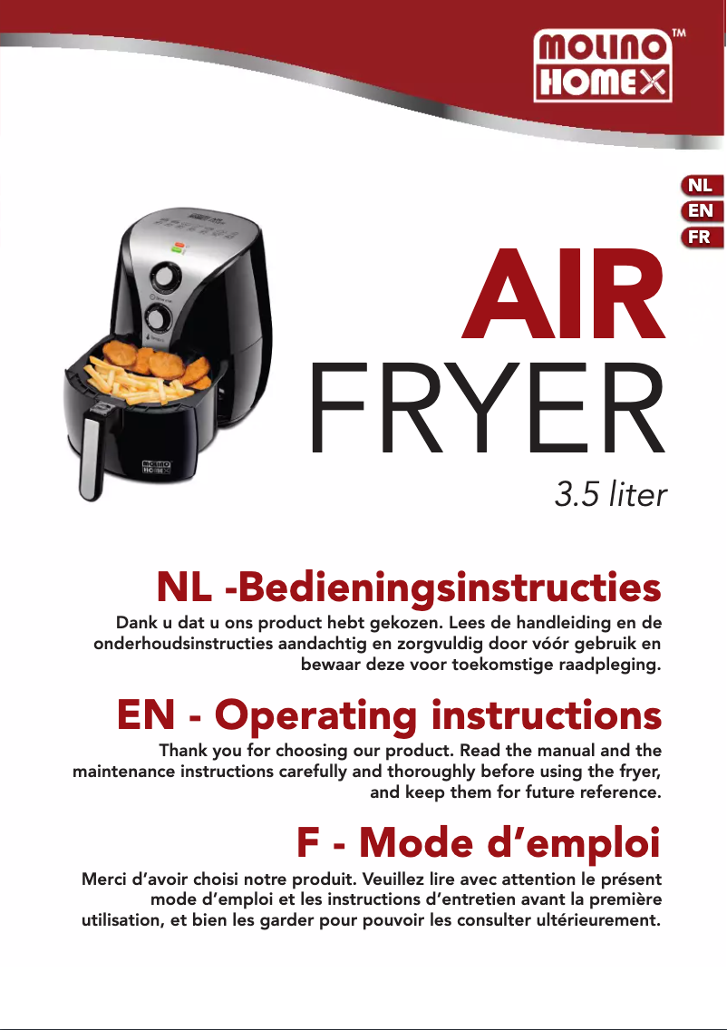 Image de la première page du manuel de l'appareil Air Fryer